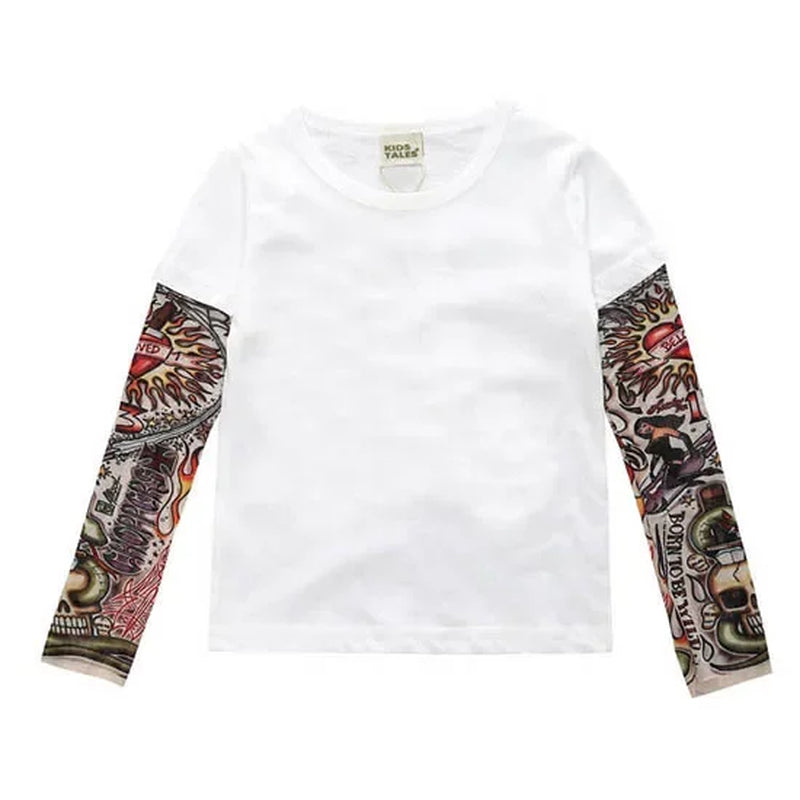 Novelty Tattoo Long Sleeve Children T-Shirts Cotton Boys T Shirt Kids Tshirt Autumn Kids Girls Tops 2-7Years Children Clothes