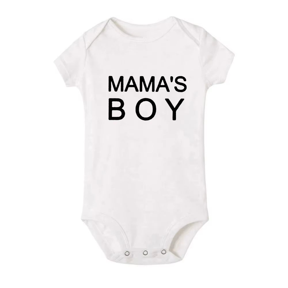 Mama and Mama'S Boy Print Mom and Son Matching Short Sleeve T-Shirt Mommy and Me Family Clothes Baby Romper Kids T Shirts Tee
