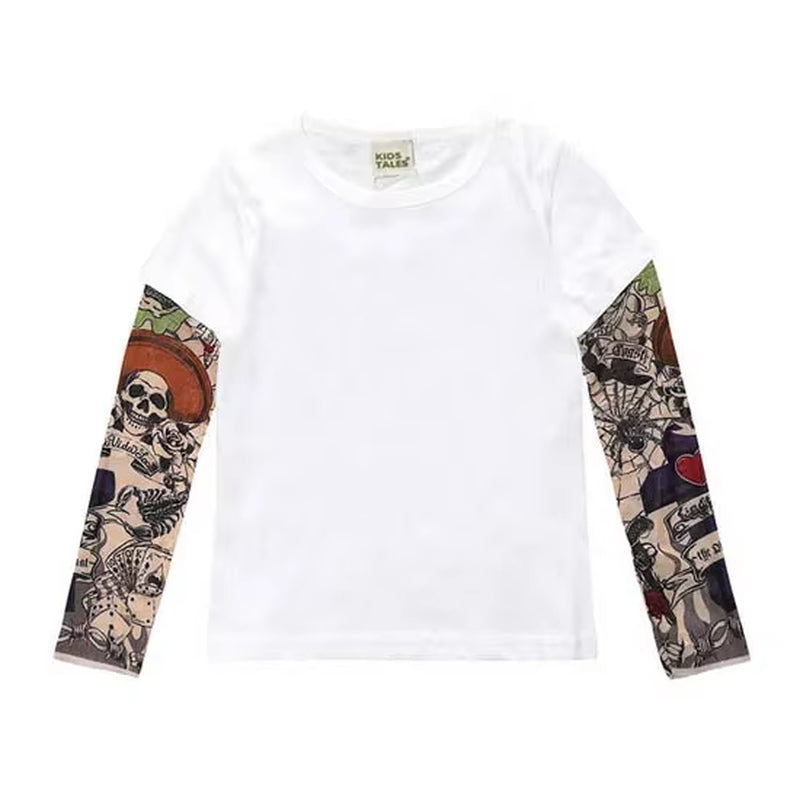 Novelty Tattoo Long Sleeve Children T-Shirts Cotton Boys T Shirt Kids Tshirt Autumn Kids Girls Tops 2-7Years Children Clothes