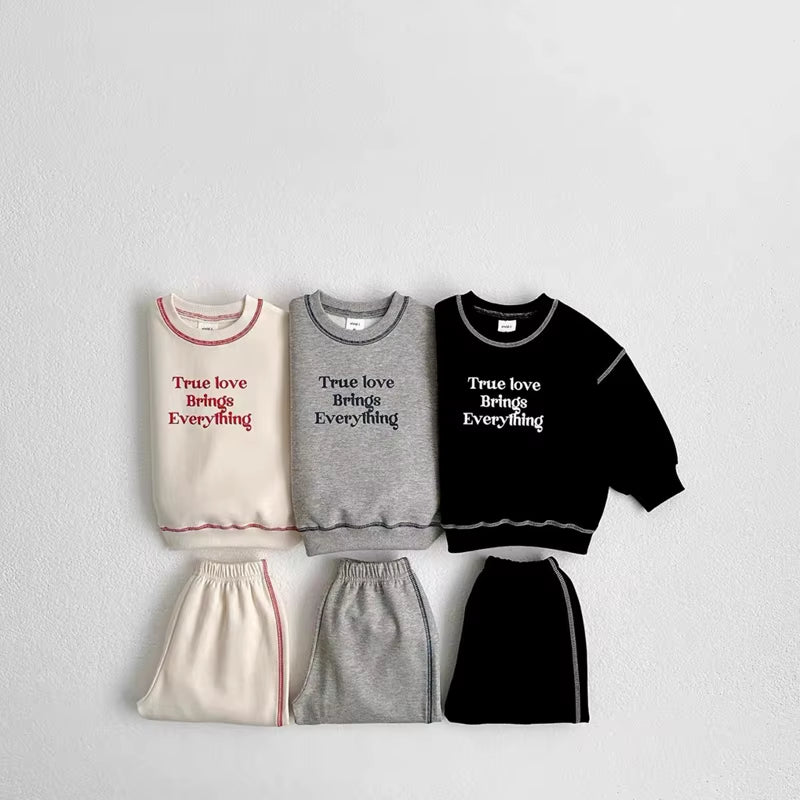 Spring Autumn Kids Clothes Girls Outfit Set Korean Fashion Letter Print Hoodies Sweatshirts+Sweatpant Children Boys Clothing Set