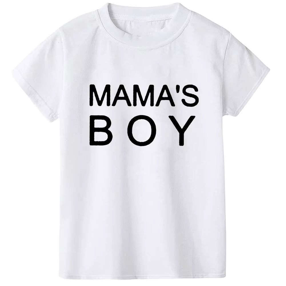 Mama and Mama'S Boy Print Mom and Son Matching Short Sleeve T-Shirt Mommy and Me Family Clothes Baby Romper Kids T Shirts Tee