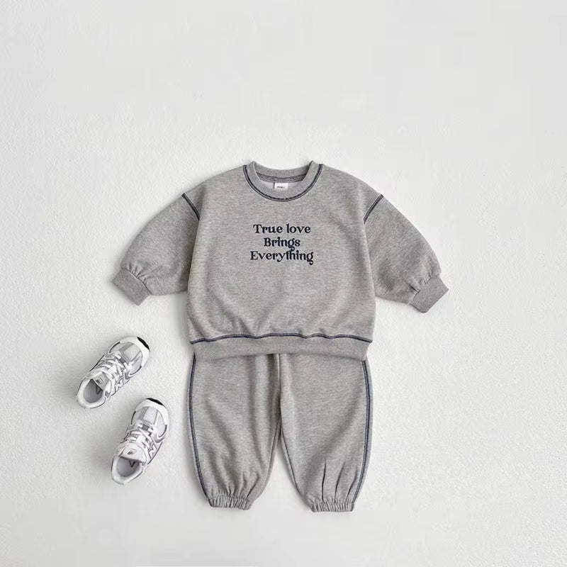 Spring Autumn Kids Clothes Girls Outfit Set Korean Fashion Letter Print Hoodies Sweatshirts+Sweatpant Children Boys Clothing Set