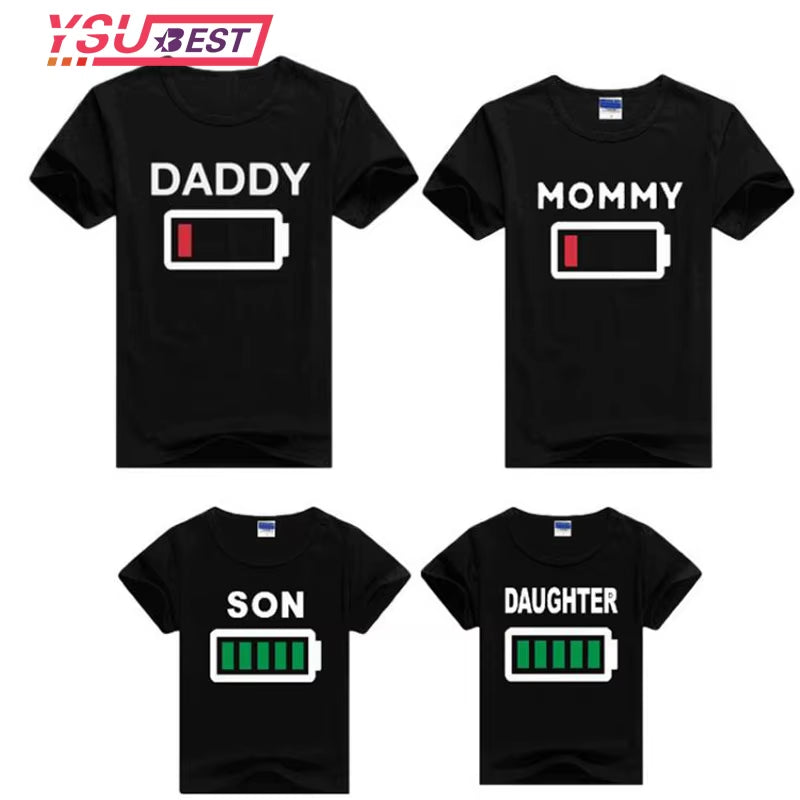 Family Matching Clothes Look Matching Outfits Clothes Dad Mom Daughter Son T-Shirt for Daddy Mommy and Me Baby Girl Boy Clothing