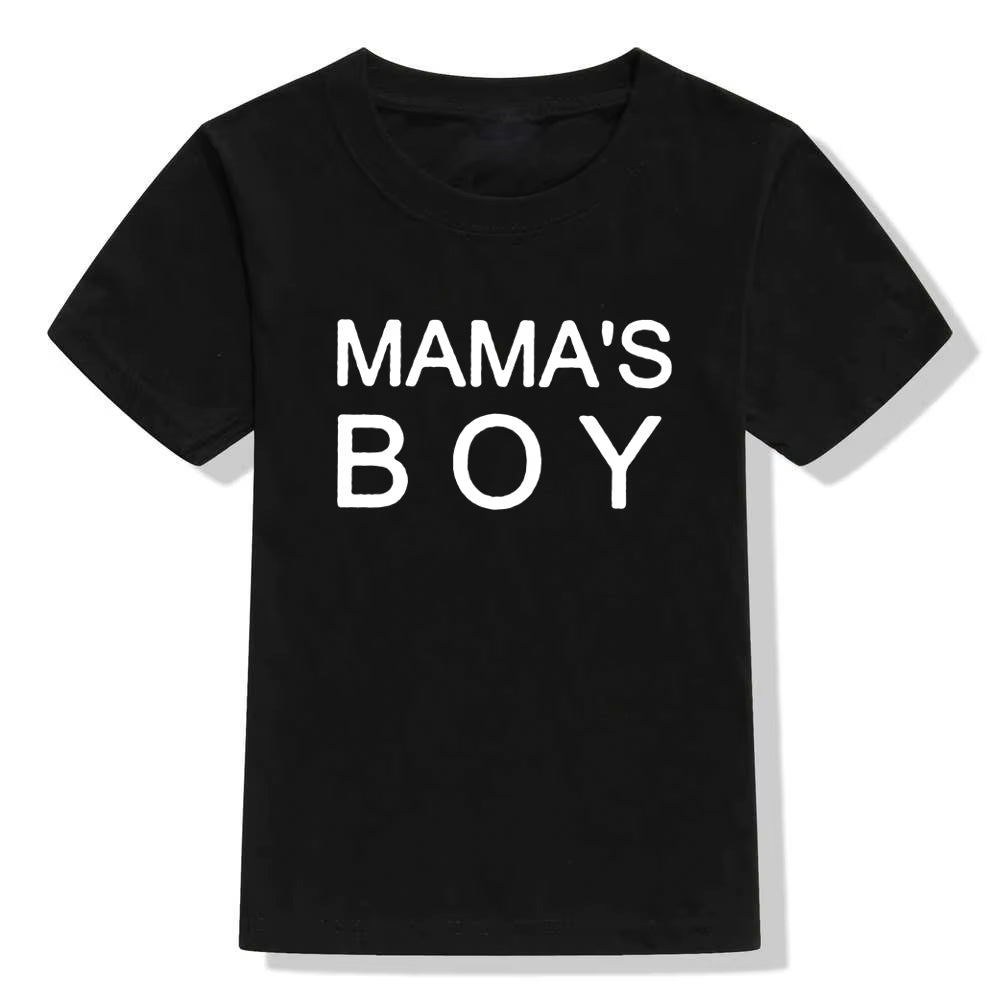 Mama and Mama'S Boy Print Mom and Son Matching Short Sleeve T-Shirt Mommy and Me Family Clothes Baby Romper Kids T Shirts Tee