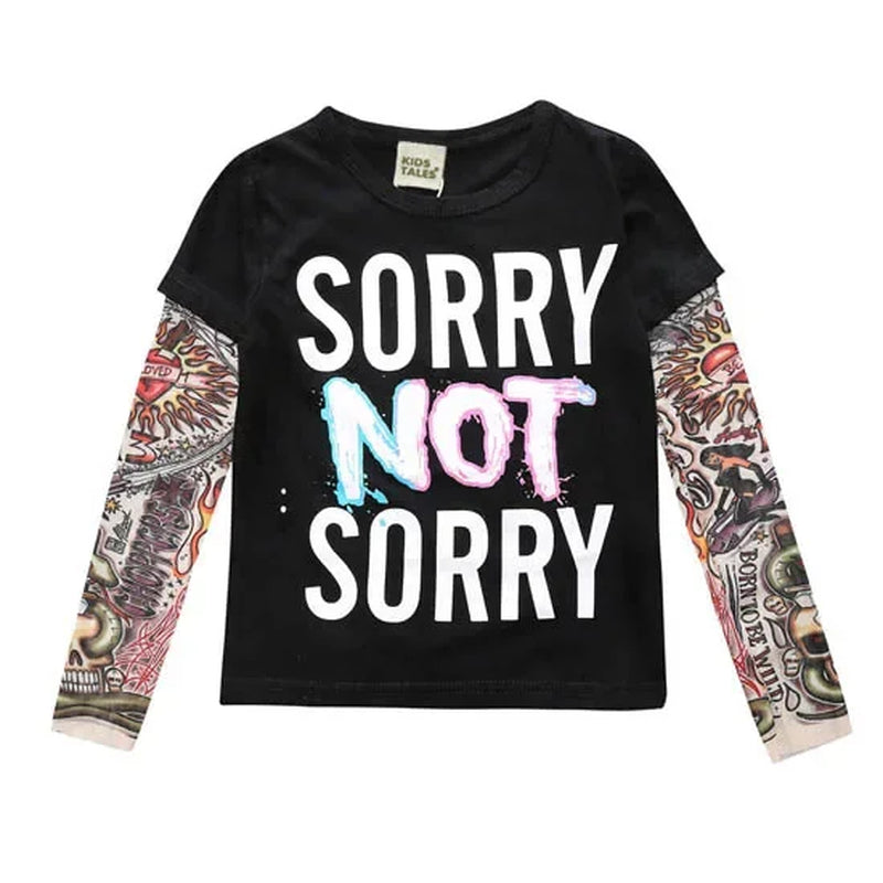 Novelty Tattoo Long Sleeve Children T-Shirts Cotton Boys T Shirt Kids Tshirt Autumn Kids Girls Tops 2-7Years Children Clothes