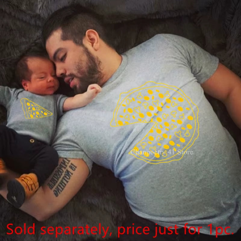2022 New Arrival Papa Mama Baby Pizza Funny Family Look T Shirt for Mommy and Me Matching Outfits Father Son Balck Match Clothes