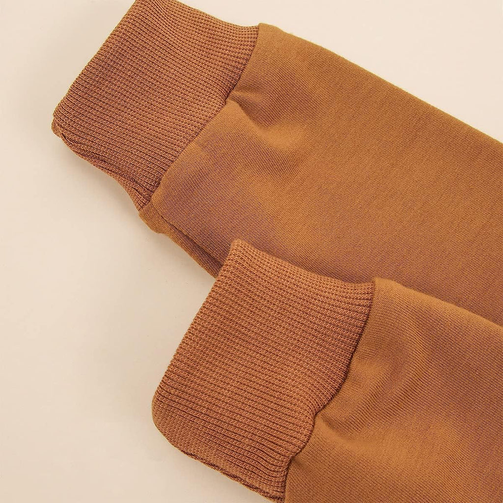 Toddler Girls Clothes Winter Warm Long Sleeve Tops Long Pants Suit Kids Soft Cotton 2Pcs Set (Brown-Babe, 6-12Months)