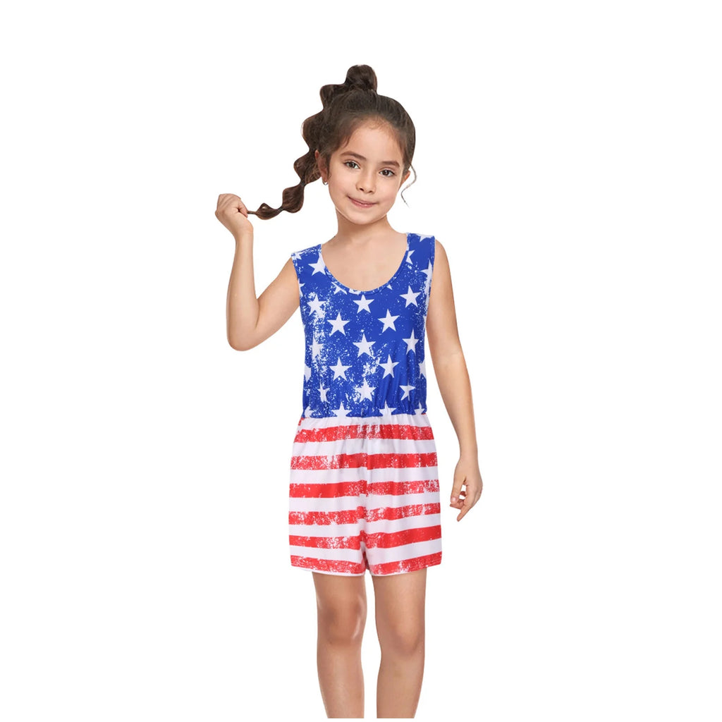 Mommy and Me Jumpsuit Matching Outfits Independence Day Clothes 2025 Casual Mother Daughter Family Sleeveless Jumpsuit