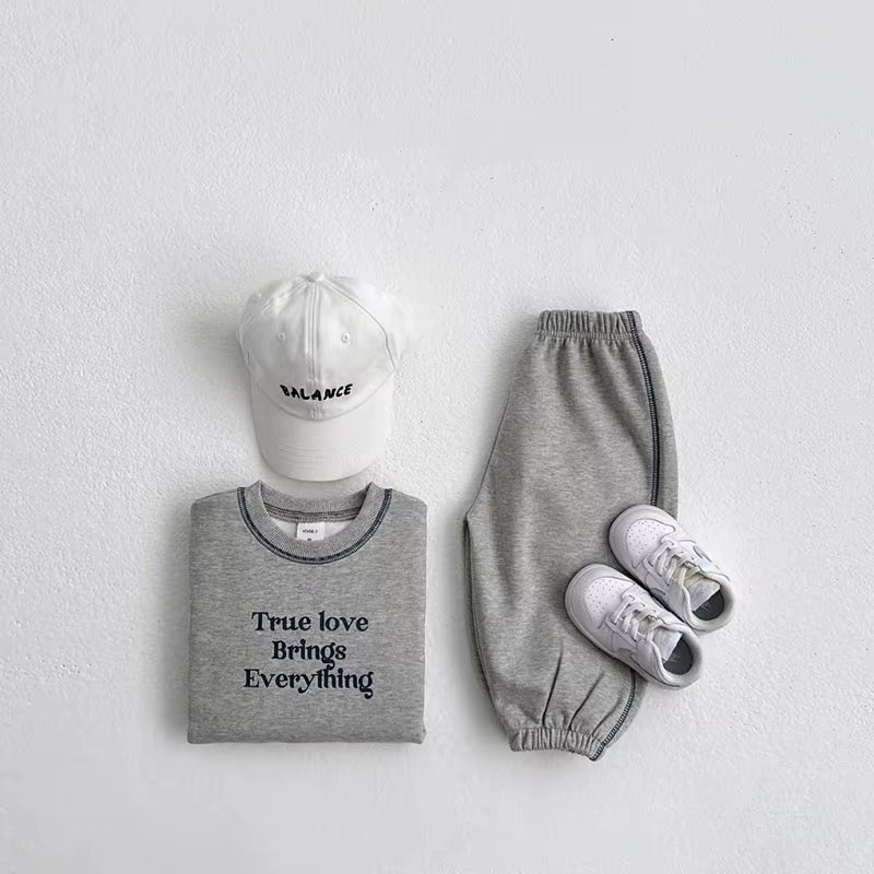 Spring Autumn Kids Clothes Girls Outfit Set Korean Fashion Letter Print Hoodies Sweatshirts+Sweatpant Children Boys Clothing Set