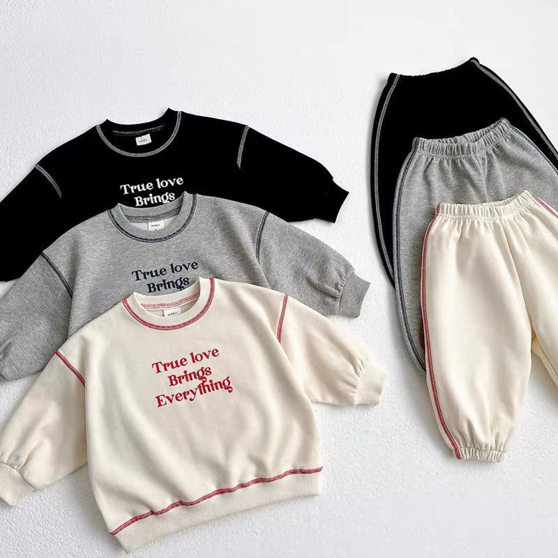 Spring Autumn Kids Clothes Girls Outfit Set Korean Fashion Letter Print Hoodies Sweatshirts+Sweatpant Children Boys Clothing Set