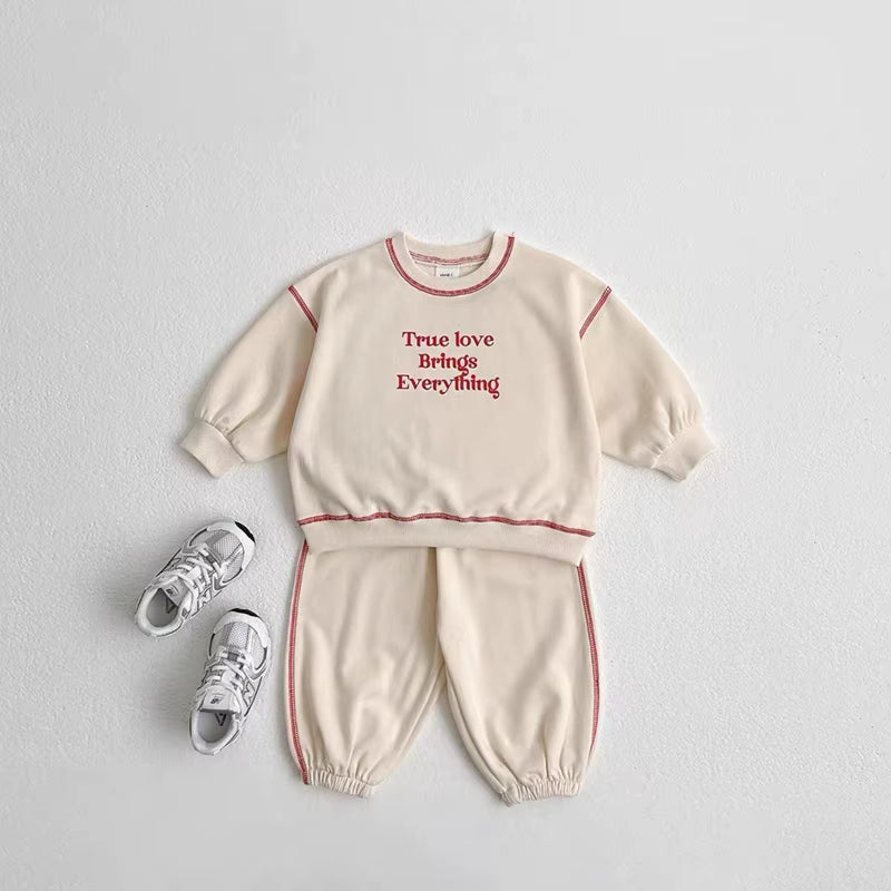 Spring Autumn Kids Clothes Girls Outfit Set Korean Fashion Letter Print Hoodies Sweatshirts+Sweatpant Children Boys Clothing Set